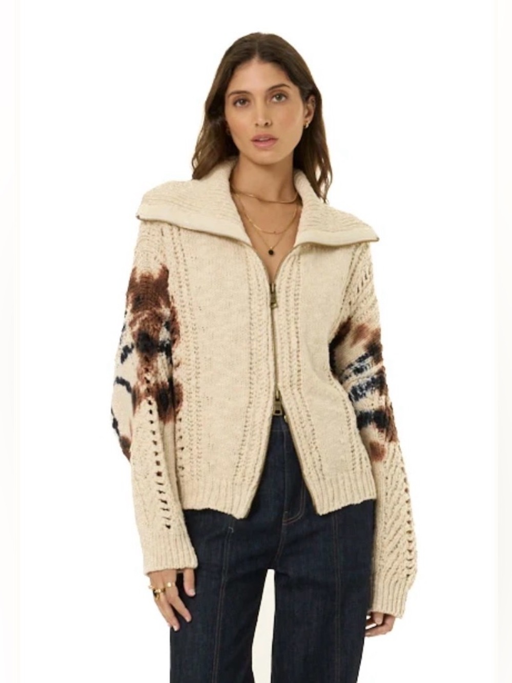 Young Fabulous & Broke Manea Double Zip Cowl Neck Cardigan